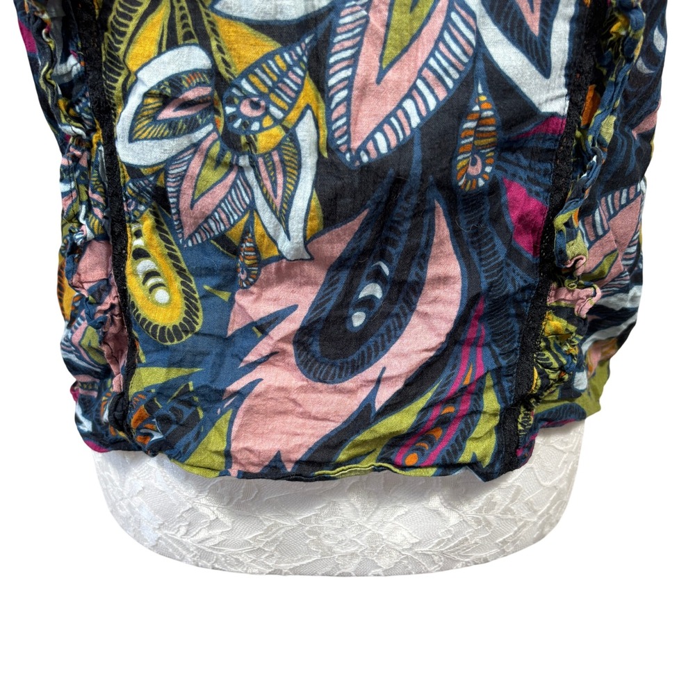 Allison New York Multicolor Ruffle Sleeve Abstract Button Up Top Blouse Womens M - Picture 7 of 9